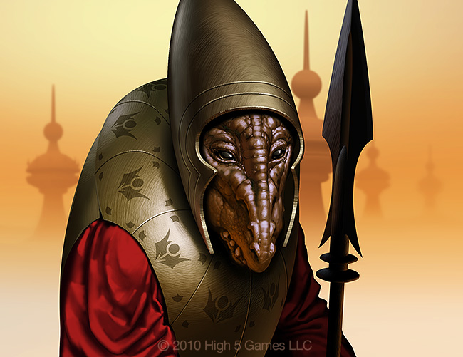 Illustration of alien / Martian, in armor. Digital artwork by Christopher Johnson.